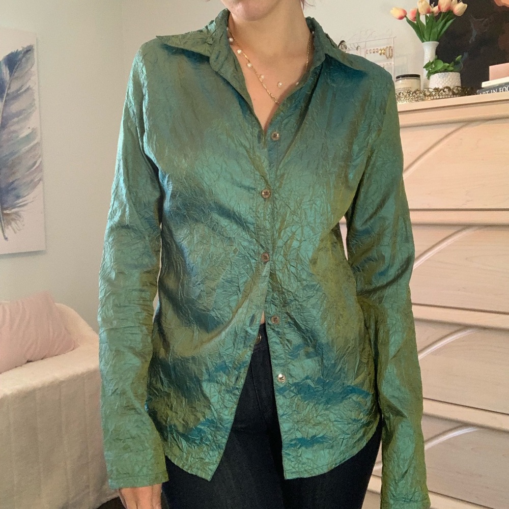 Vintage Aqua Bedo Polyester Button Up